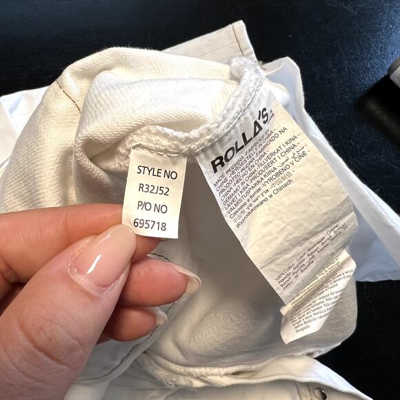 Rolla's Women 29 Classic Straight High Rise Regular Fit White Jeans Brown Trim - Picture 10 of 12